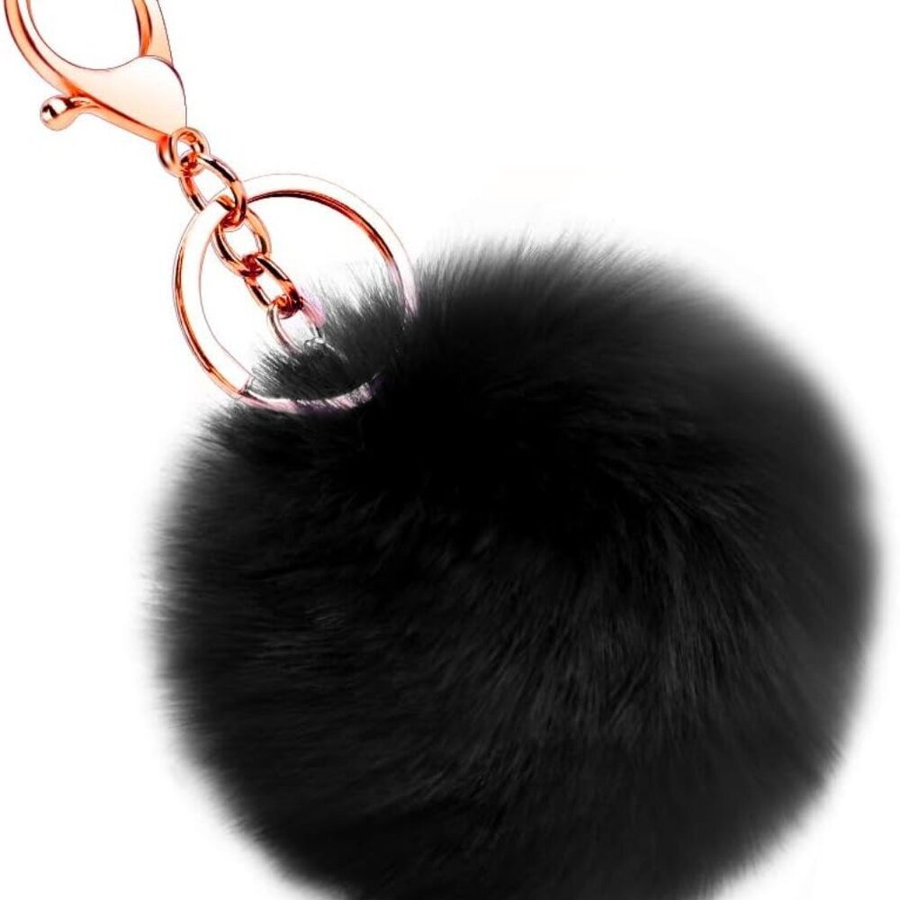 Soft Artificial Rabbit Fur Keychain Plush Ball Key Ring Cute Pom Pom Bag Charm f